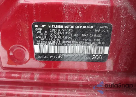 2018 Mitsubishi Outlander Es z USA, uszkodzony, nr VIN JA4AD2A30JZ052278